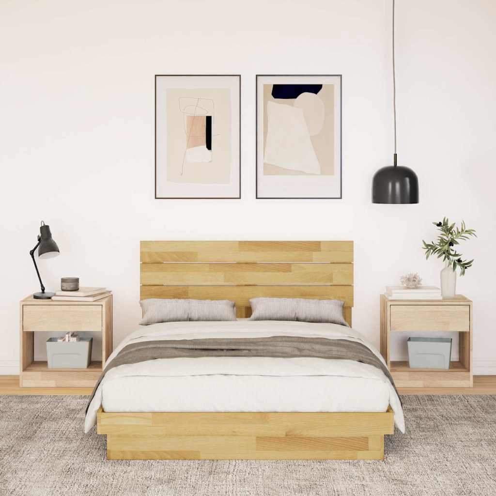 vidaXL Bed Frame with Headboard without Mattress 120x200 cm Solid Wood Oak