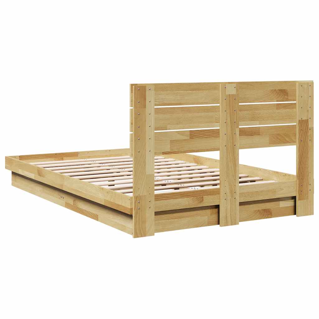vidaXL Bed Frame with Headboard without Mattress 120x200 cm Solid Wood Oak