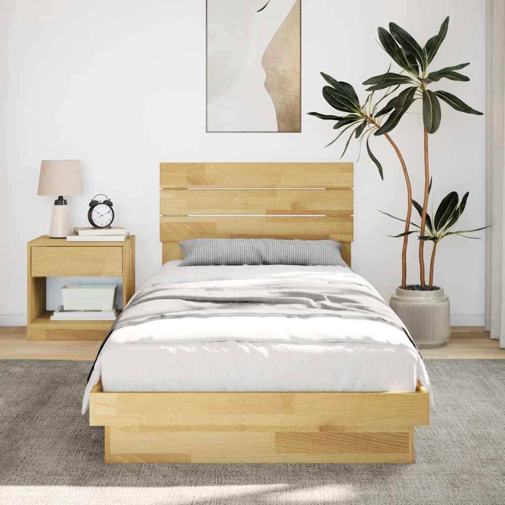 vidaXL Bed Frame with Headboard without Mattress 75x190 cm Small Single Solid Wood Oak