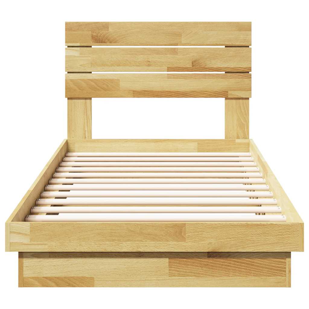 vidaXL Bed Frame with Headboard without Mattress 75x190 cm Small Single Solid Wood Oak