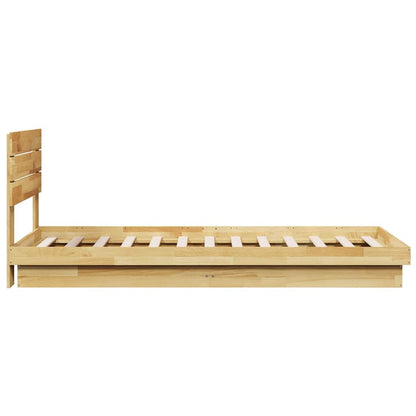 vidaXL Bed Frame with Headboard without Mattress 75x190 cm Small Single Solid Wood Oak