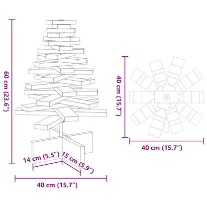 vidaXL Wooden Christmas Tree for Decoration Wax Brown 60 cm Solid Wood Pine