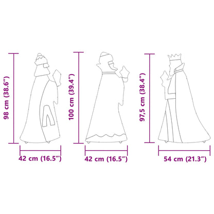 vidaXL 3 Wise Men Christmas Lighting 3 pcs Warm White 105 cm Fabric