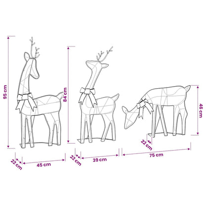 vidaXL Christmas Decoration Reindeer 3 pcs 90 LEDs Warm White