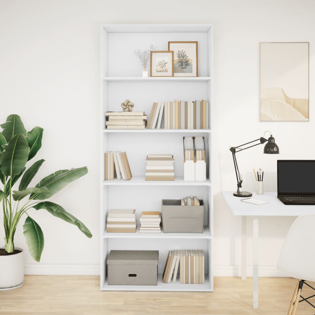 vidaXL Book Cabinet White 80x30x189 cm Engineered Wood