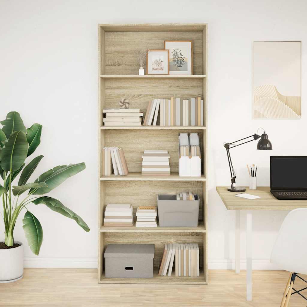 vidaXL Book Cabinet Sonoma Oak 80x30x189 cm Engineered Wood