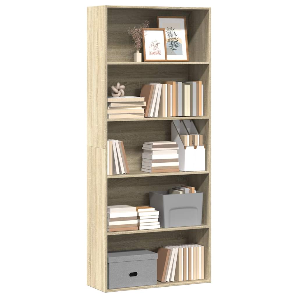 vidaXL Book Cabinet Sonoma Oak 80x30x189 cm Engineered Wood