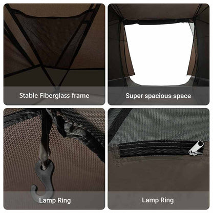 vidaXL Fishing Tent Brown 514 x 465 x 187 cm Polyester and Fiberglass