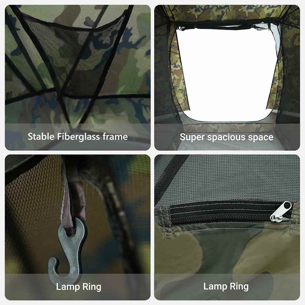 vidaXL Fishing Tent with Roof Camouflage 514 x 465 x 187 cm
