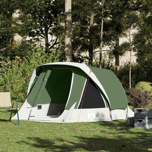 vidaXL Camping Tent Cabin 4-Person Green Waterproof