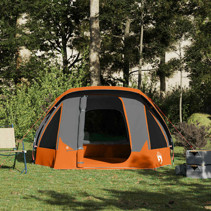 vidaXL Camping Tent Cabin 4-Person Grey and Orange Waterproof