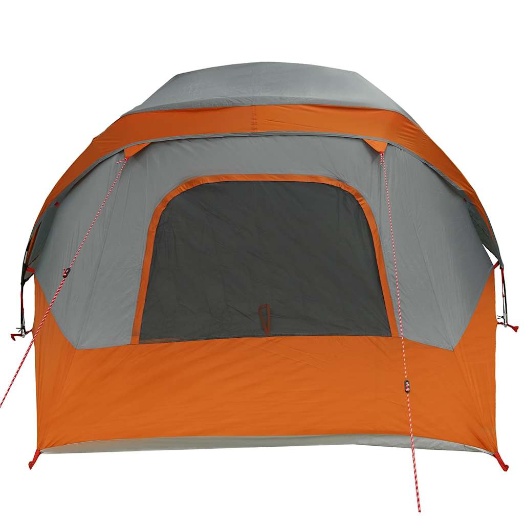 vidaXL Camping Tent Cabin 4-Person Grey and Orange Waterproof