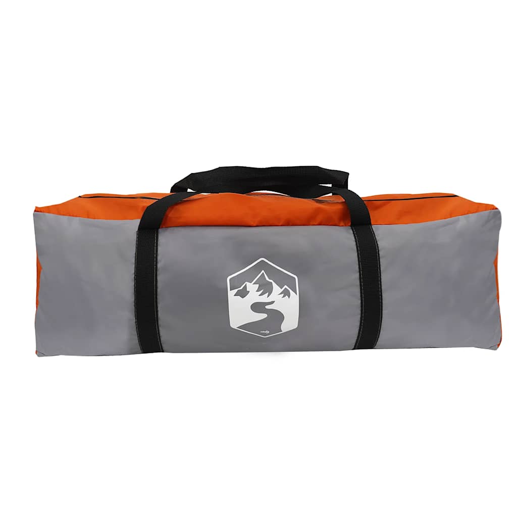 vidaXL Camping Tent Cabin 4-Person Grey and Orange Waterproof