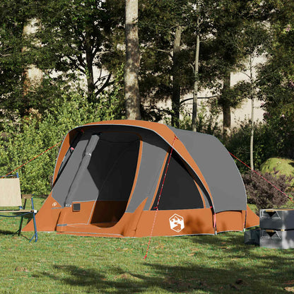 vidaXL Camping Tent Cabin 4-Person Grey and Orange Waterproof