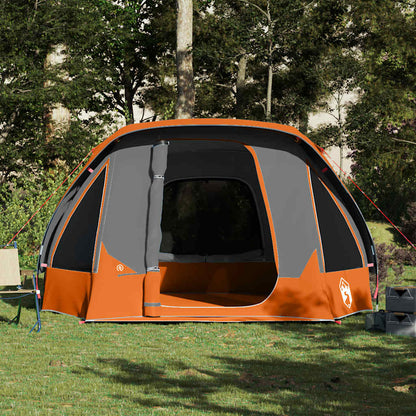 vidaXL Family Tent Cabin 6-Person Grey and Orange Waterproof