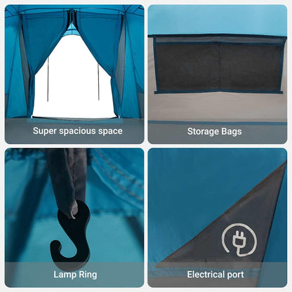 vidaXL Family Tent with Roof Blue and Grey 721 x 335 x 212 cm