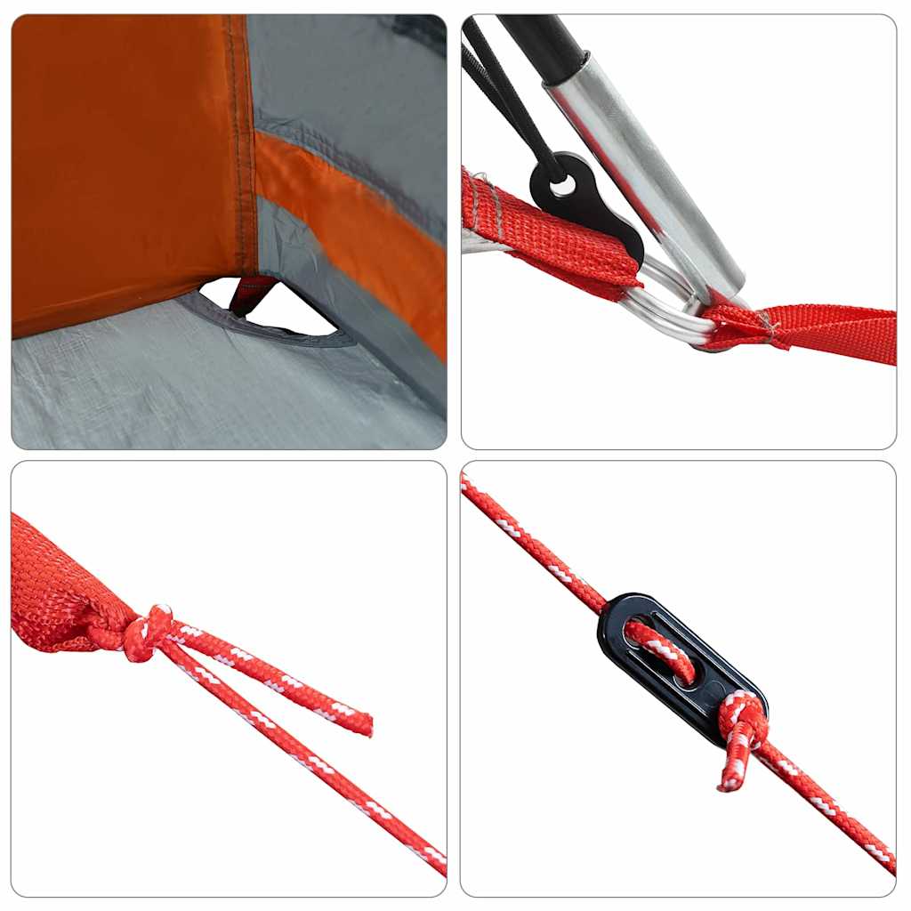 vidaXL Family Tent with Roof Grey and Orange 721 x 335 x 212 cm