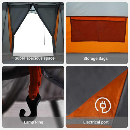 vidaXL Family Tent with Roof Grey and Orange 721 x 335 x 212 cm