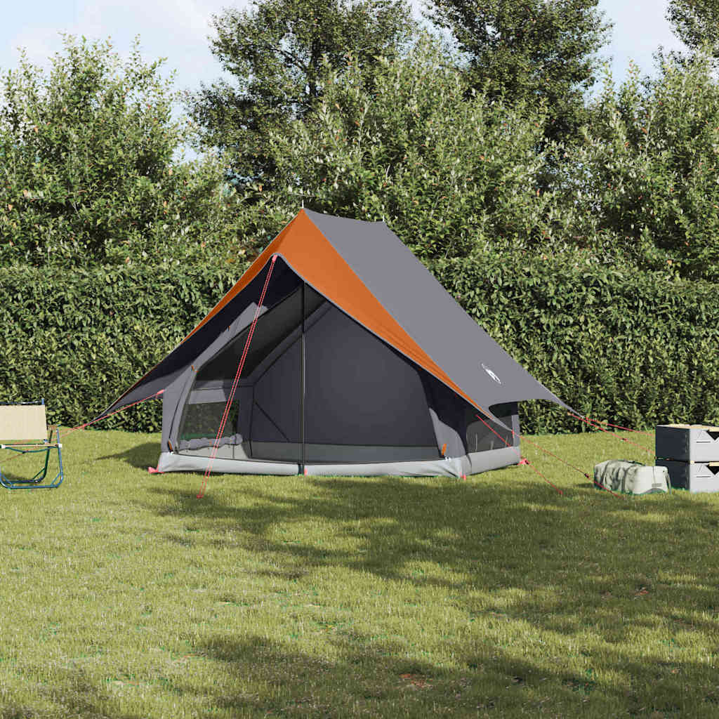 vidaXL Family Tent with Roof Grey and Orange 220 x 220 x 184 cm