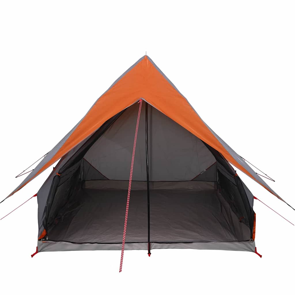 vidaXL Family Tent with Roof Grey and Orange 220 x 220 x 184 cm