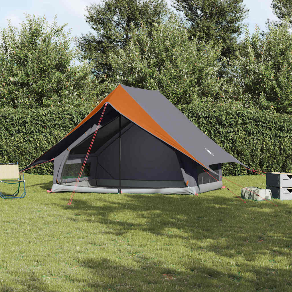 vidaXL Family Tent with Roof Grey and Orange 256 x 256 x 185 cm