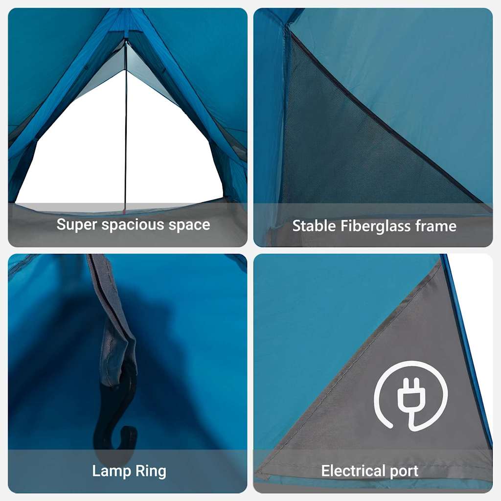 vidaXL Family Tent with Roof Blue and Grey 315 x 286 x 200 cm
