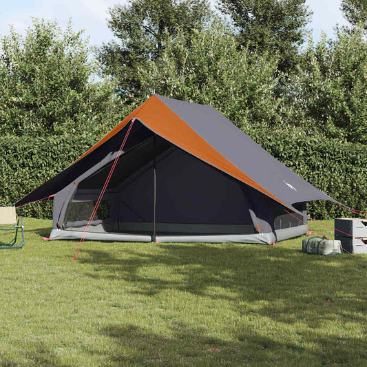 vidaXL Family Tent with Roof Grey and Orange 315 x 286 x 200 cm