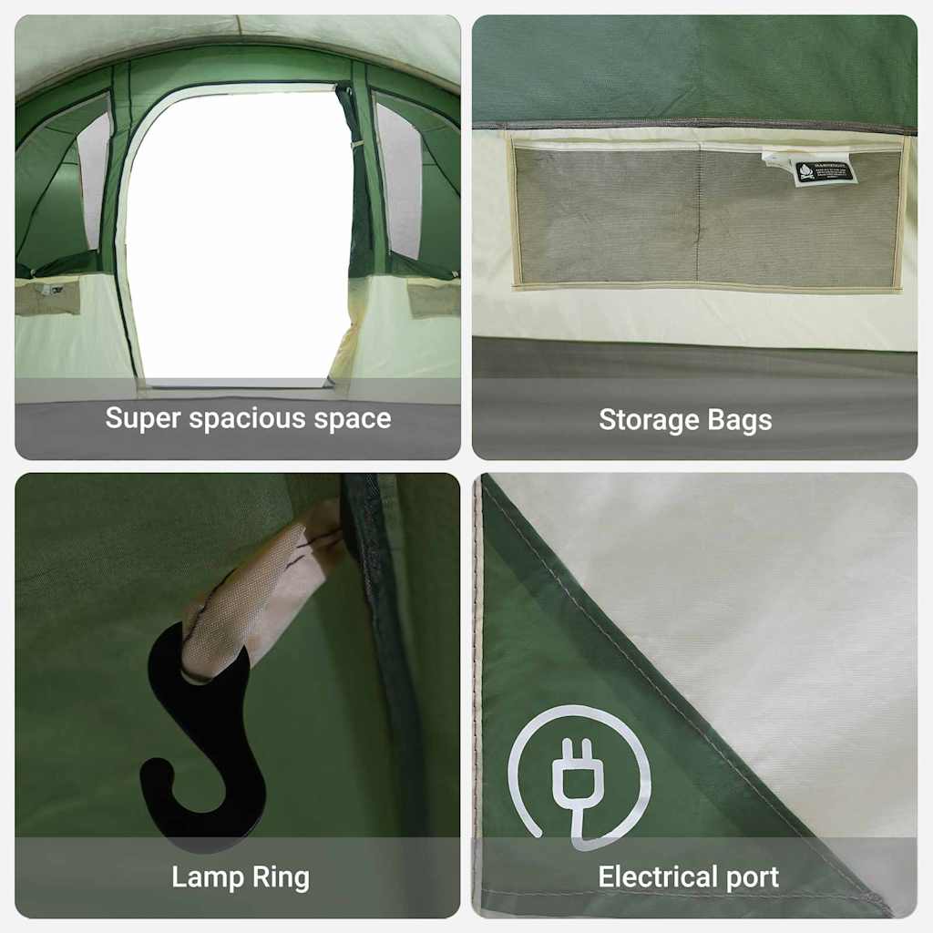 vidaXL Family Tent with Roof Green and White 576 x 325 x 213 cm