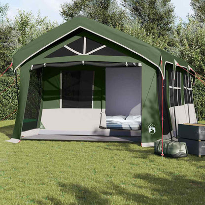 vidaXL Family Tent Green and White 620 x 322 x 240 cm Polyester