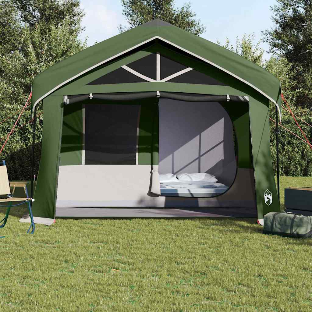 vidaXL Family Tent Green and White 620 x 322 x 240 cm Polyester