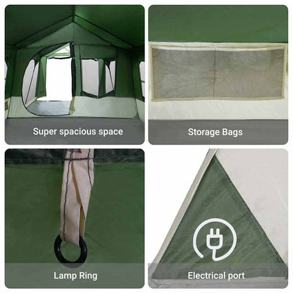 vidaXL Family Tent Green and White 620 x 322 x 240 cm Polyester