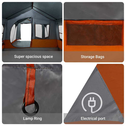 vidaXL Family Tent Grey and Orange 620 x 322 x 240 cm Polyester