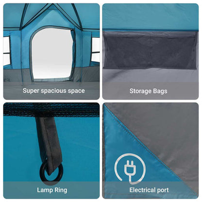 vidaXL Family Tent with Roof Blue and Grey 622 x 295 x 238 cm