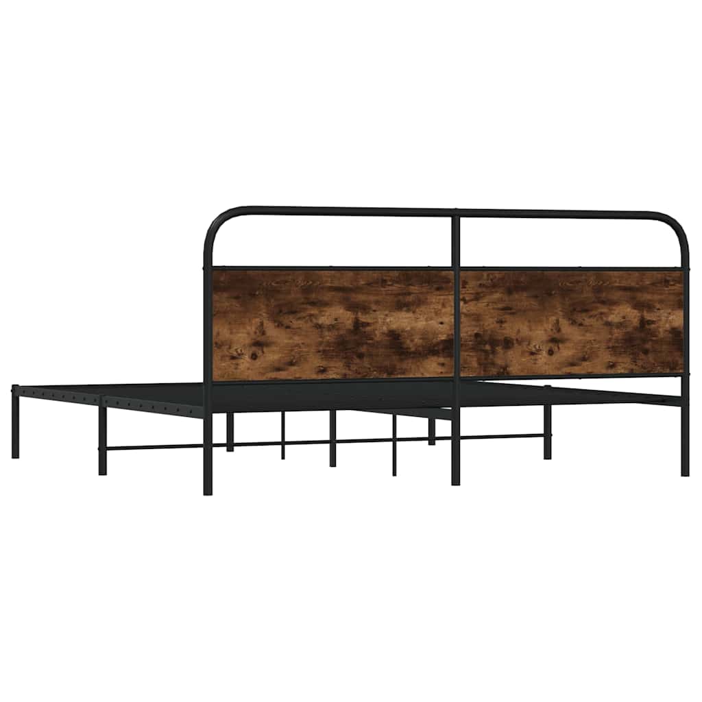 vidaXL Metal Bed Frame without Mattress Smoked Oak 180x200 cm Super King