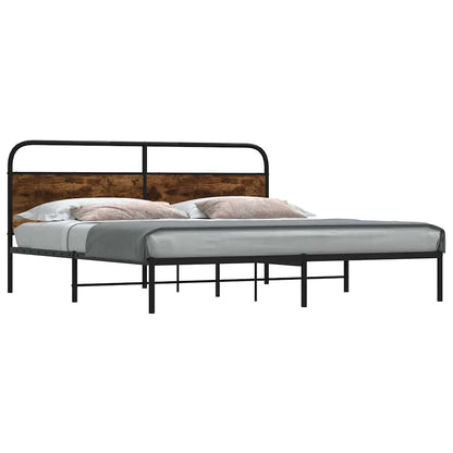 vidaXL Metal Bed Frame without Mattress Smoked Oak 180x200 cm Super King