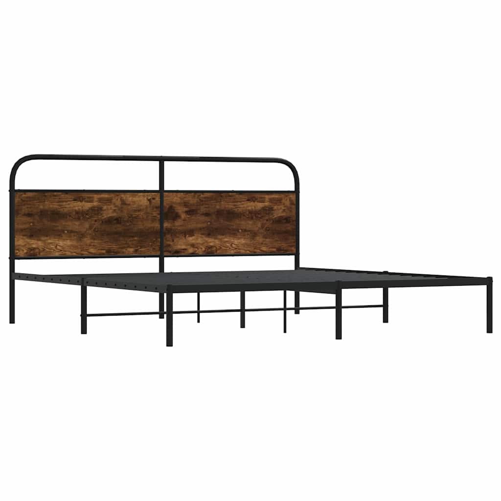 vidaXL Metal Bed Frame without Mattress Smoked Oak 193x203 cm