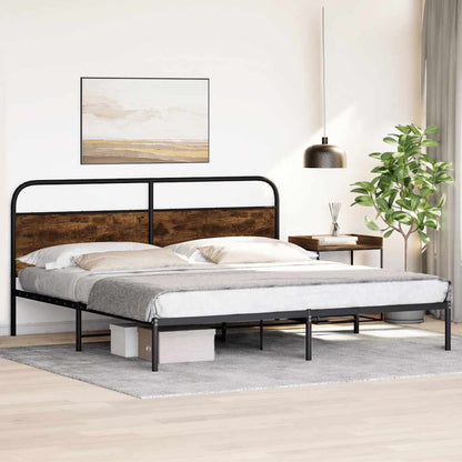 vidaXL Metal Bed Frame without Mattress Smoked Oak 193x203 cm