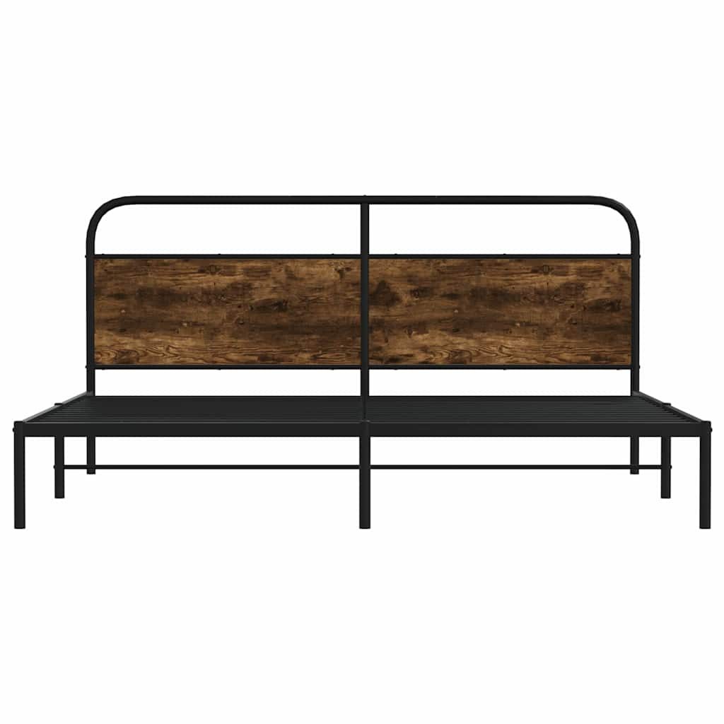 vidaXL Metal Bed Frame without Mattress Smoked Oak 193x203 cm