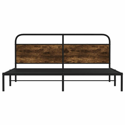 vidaXL Metal Bed Frame without Mattress Smoked Oak 193x203 cm