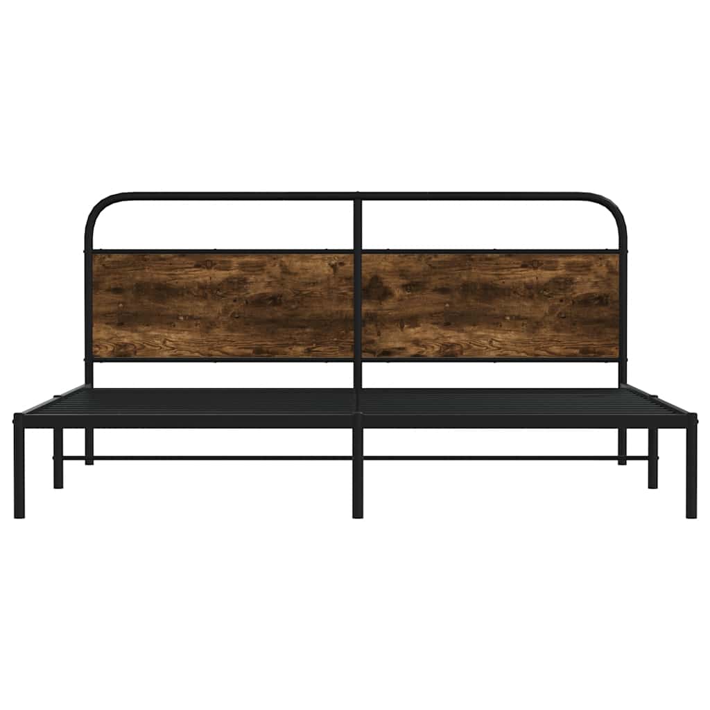 vidaXL Metal Bed Frame without Mattress Smoked Oak 200x200 cm