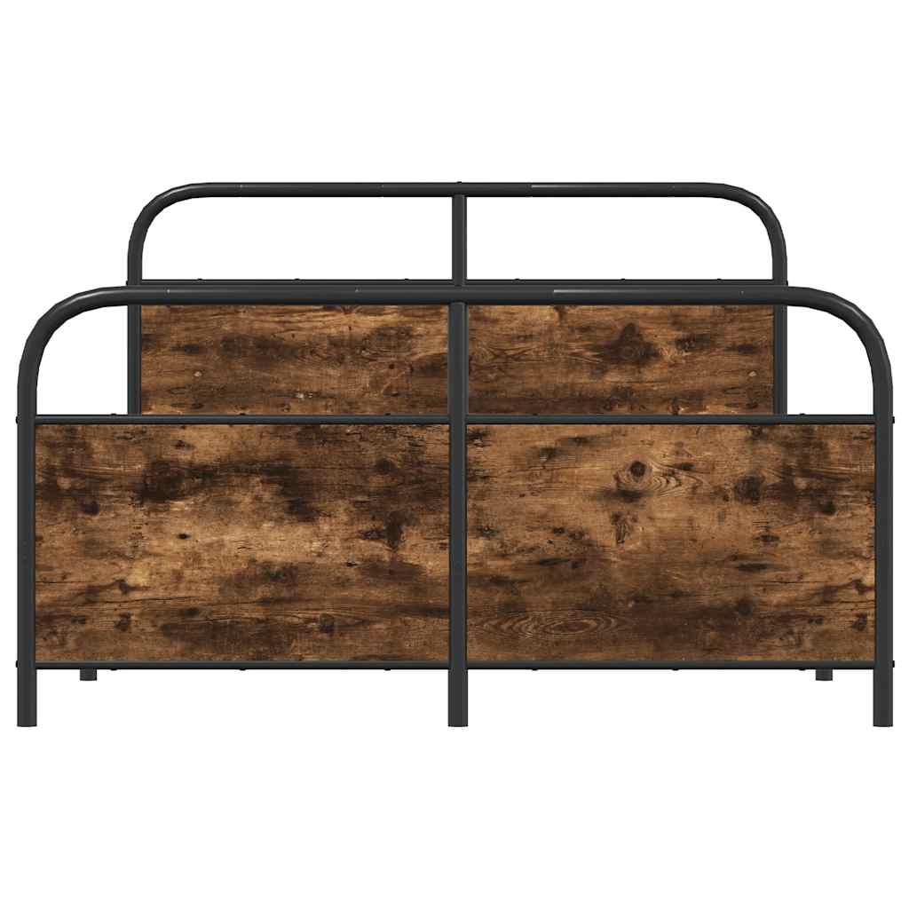 vidaXL Metal Bed Frame without Mattress Smoked Oak 140x190 cm