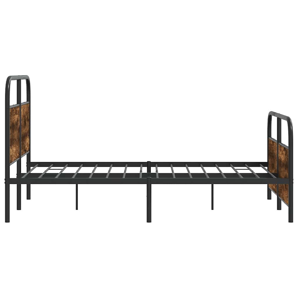 vidaXL Metal Bed Frame without Mattress Smoked Oak 140x190 cm