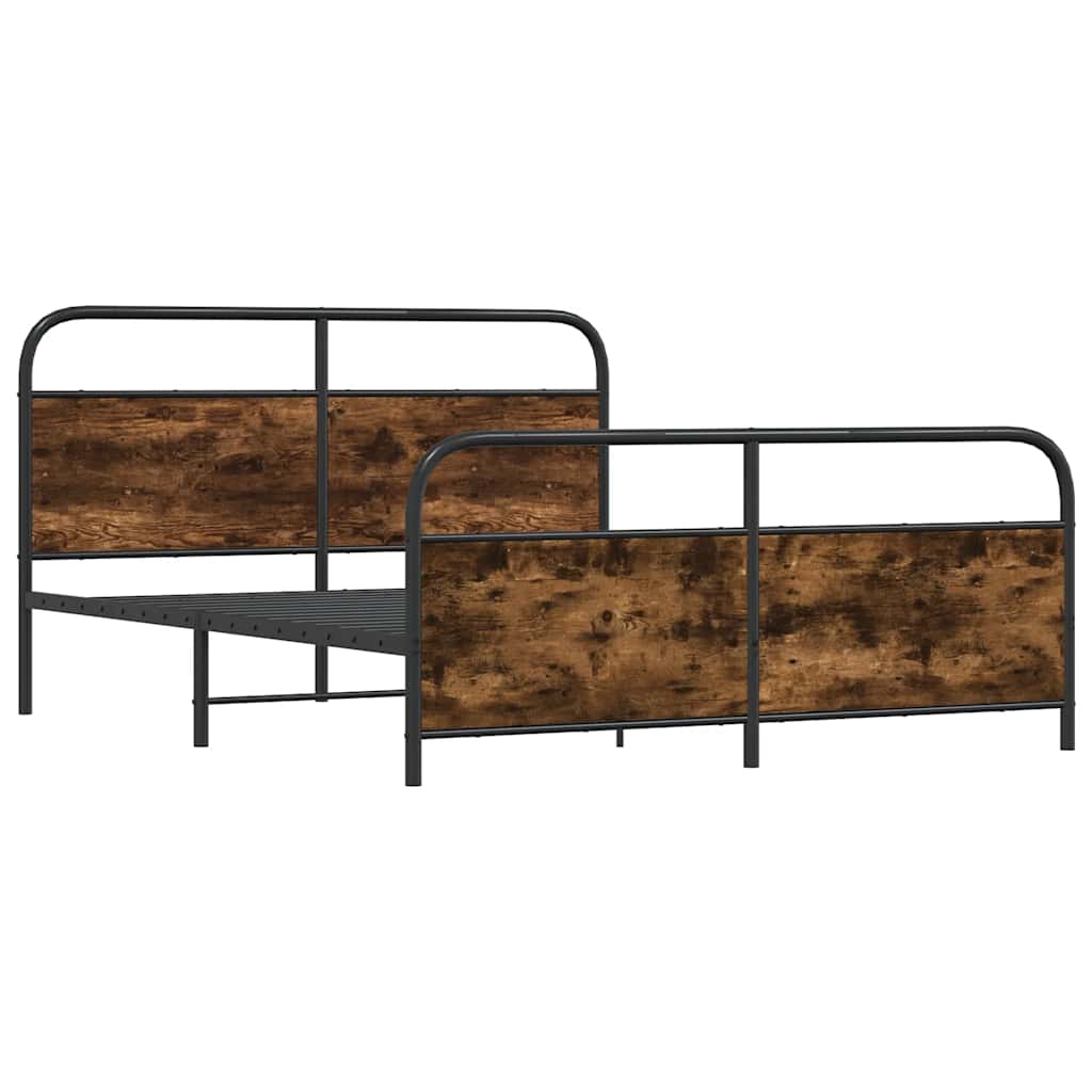 vidaXL Metal Bed Frame without Mattress Smoked Oak 150x200 cm King Size