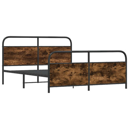 vidaXL Metal Bed Frame without Mattress Smoked Oak 150x200 cm King Size