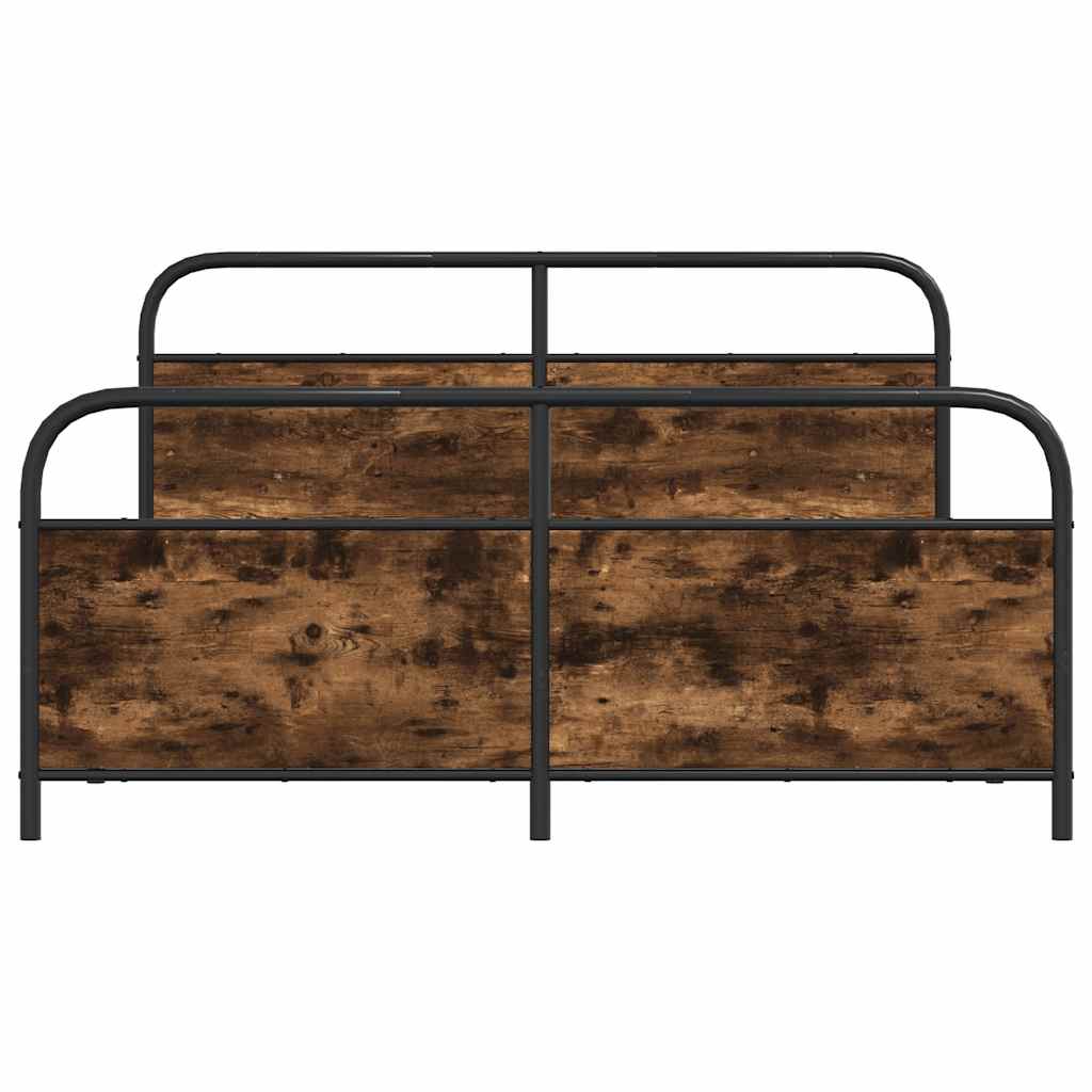vidaXL Metal Bed Frame without Mattress Smoked Oak 150x200 cm King Size