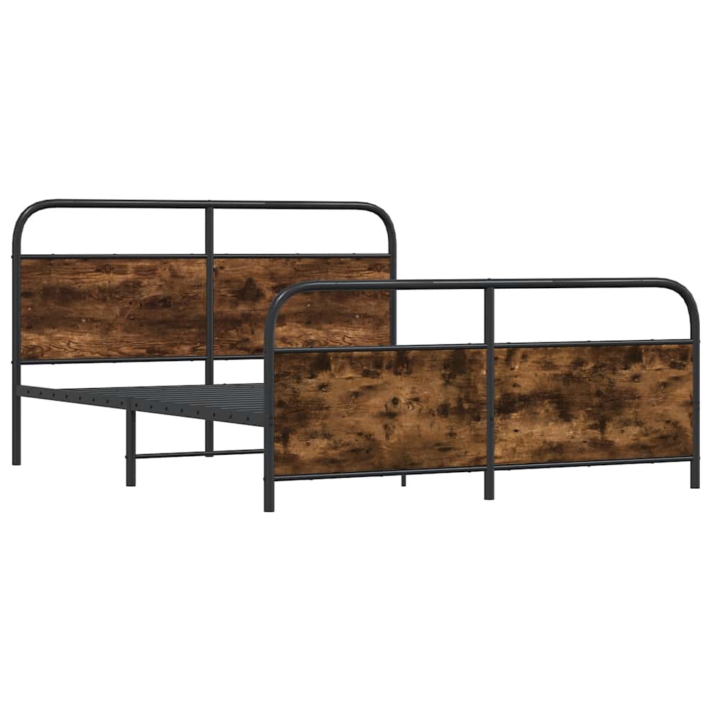 vidaXL Metal Bed Frame without Mattress Smoked Oak 180x200 cm Super King