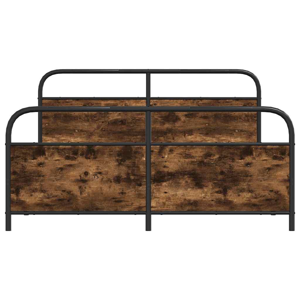 vidaXL Metal Bed Frame without Mattress Smoked Oak 183x213 cm