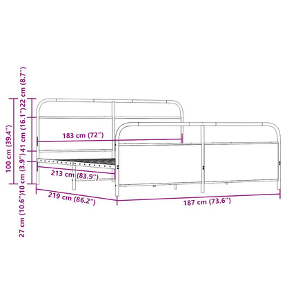 vidaXL Metal Bed Frame without Mattress Smoked Oak 183x213 cm