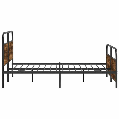 vidaXL Metal Bed Frame without Mattress Smoked Oak 193x203 cm