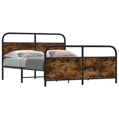 vidaXL Metal Bed Frame without Mattress Smoked Oak 200x200 cm